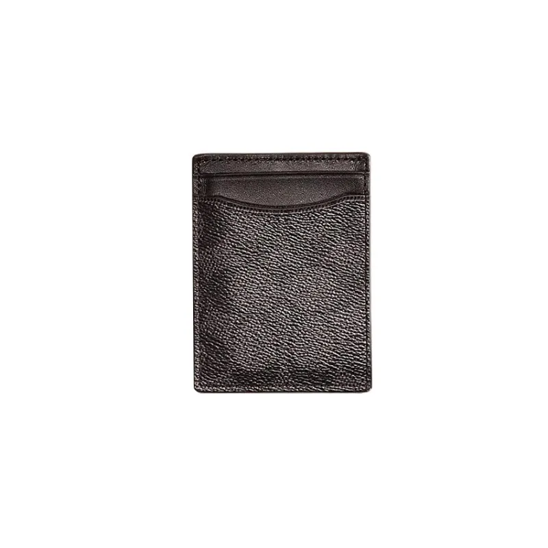 COACH Canvas With Calfskin Money Clip, Wallet, Card Holder Women's Black-0