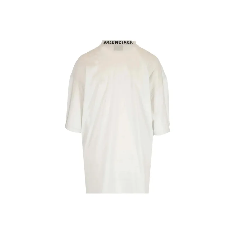 Balenciaga Logo Printed Collar Loose Fit T Shirt-1