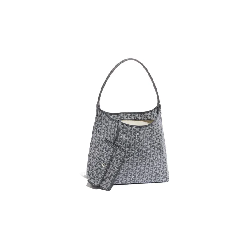 GOYARD Bohème Hobo Canvas With Leather Hobo Bag Shoulder Bag Shoulder Bag Regular Women's Gray/Pink Small Heart Edition-3