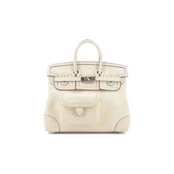 HERMES Birkin Canvas With Swift Birkin Bag Handbag Medium Size Women's I2 Nata Cream White