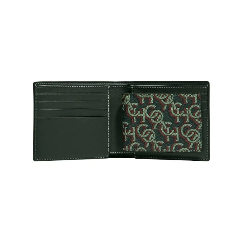 COACH 3 IN 1 Wallet Printed Coated Canvas Card Holder Wallet Men's Amazon Green-1