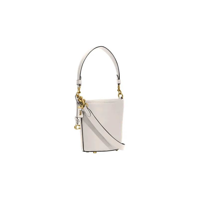 COACH Cow Leather Bucket Bag Handbag Shoulder Bag Crossbody Bag Mini Women's White-1