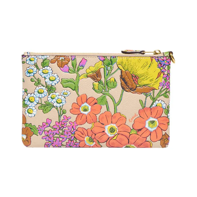 COACH Wristlet Polished Pebbled Leather Mahjong Set Clutches Small Size Women's Multicolor-1