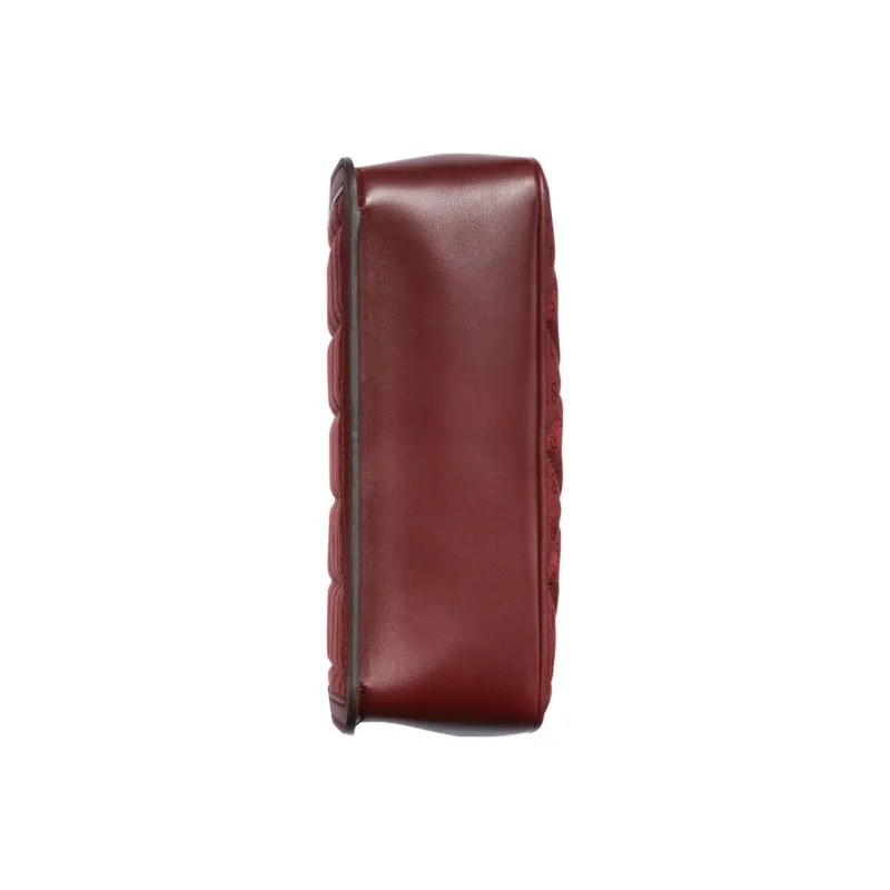 GUCCI Canvas With Leather Trim Canvas Portable Crossbody Bag, Shoulder Bag Women's Burgundy-7