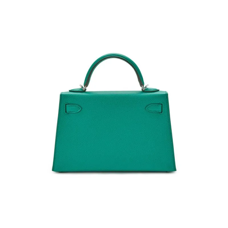 HERMES Mini Kelly Epsom Leather Kelly Bag Handbag Shoulder Bag Crossbody Bag Mini Women's Emperor Green/Heaven Blue-4