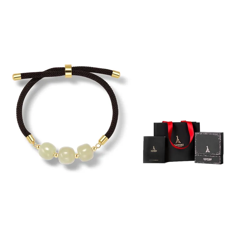 AGOVSKI Hetian Jade Bracelets Pale Greenish White Jade Women's-3