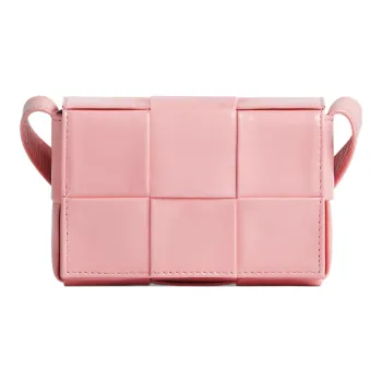 Bottega Veneta CASSETTE Waxed Leather Pillow Bag Shoulder Bag Crossbody Bag Mini Men's Pink