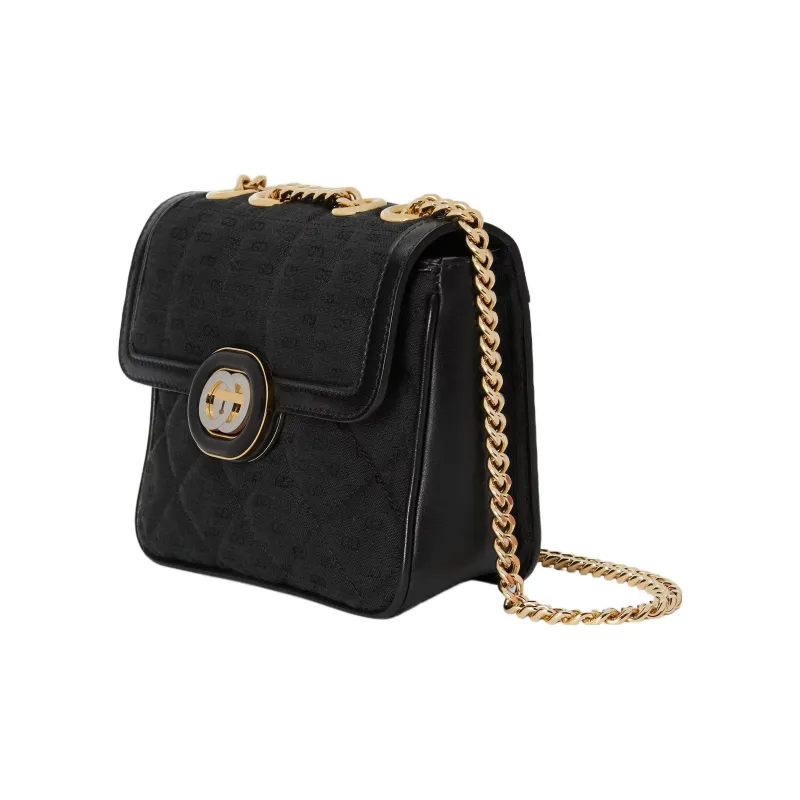 GUCCI Canvas With Leather Trim Canvas Bag, Portable Crossbody Bag, Shoulder Bag Women's Black-2