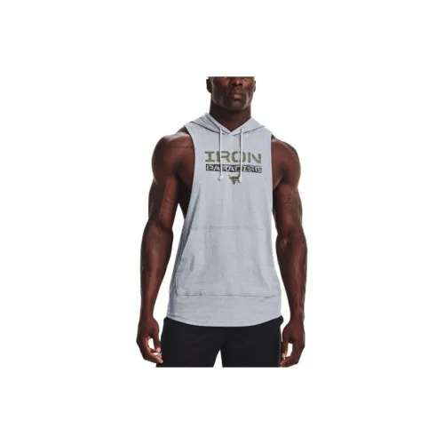 Under Armour Men's Project Rock Iron Paradise Sleeveless Hoodie Gray