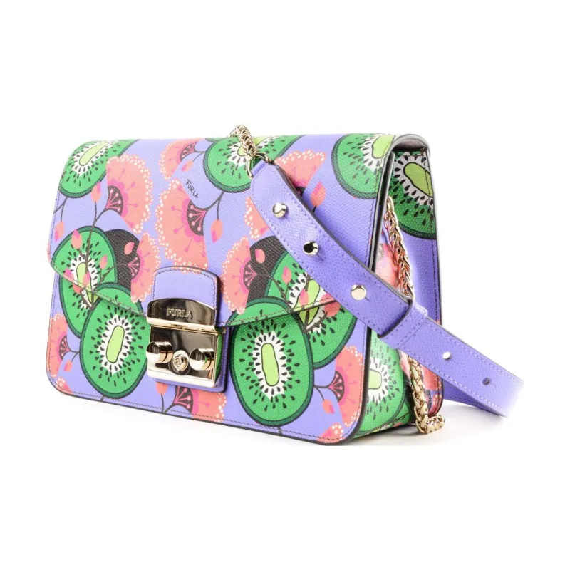 Furla Metropolis Collection Calfskin Small Square Bag Shoulder Bag Crossbody Bag Small Size Women's Purple-2