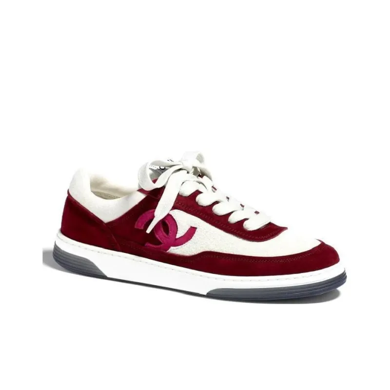 CHANEL Cc Trainers Burgundy Suede Kidskin-1