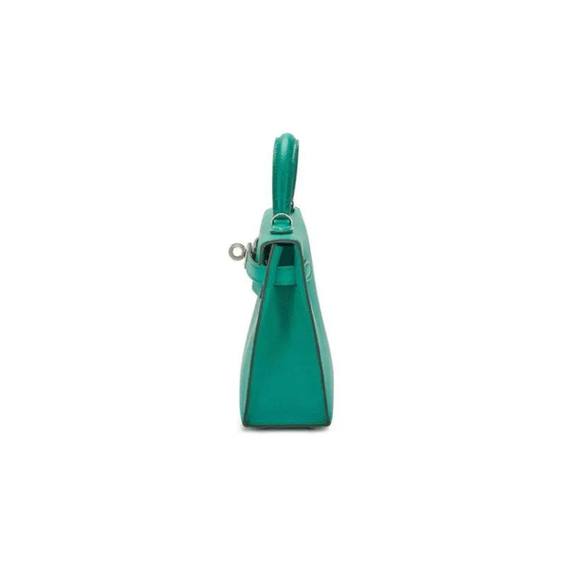 HERMES Mini Kelly Epsom Leather Kelly Bag Handbag Shoulder Bag Crossbody Bag Mini Women's Emperor Green/Heaven Blue-3
