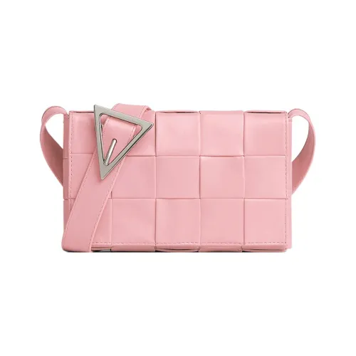 Bottega Veneta Cassette Crossbody Bag Small Intreccio Pink