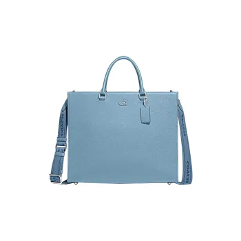 COACH Canvas With Leather Tote Bag, Shopping Bag, Crossbody Bag, Shoulder Bag, Handbag Tubas Women's Light Blue
