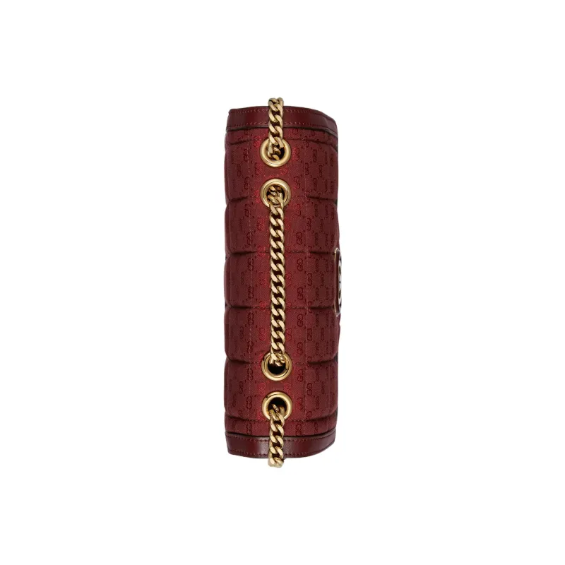 GUCCI Canvas With Leather Trim Canvas Portable Crossbody Bag, Shoulder Bag Women's Burgundy-5