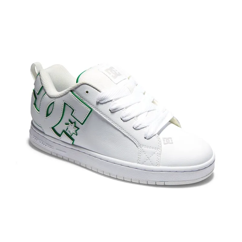 DC Shoes Court Graffik Anti Slip Wear Resistant Low Top Skateboard Shoes Men's White Green-2