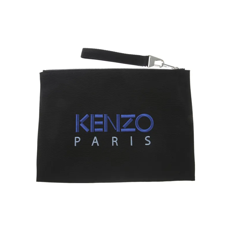 KENZO Embroidered Fabric Clutch Large Size Unisex Black Blue Multicolor-3