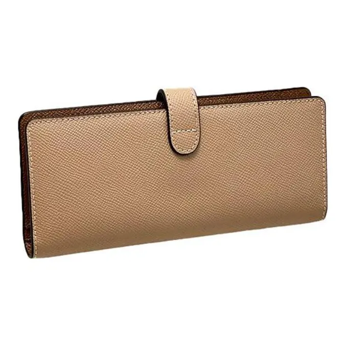 COACH Slim Wallet Cross-Stitch Leather Wallet Regular Women's Taupe-2