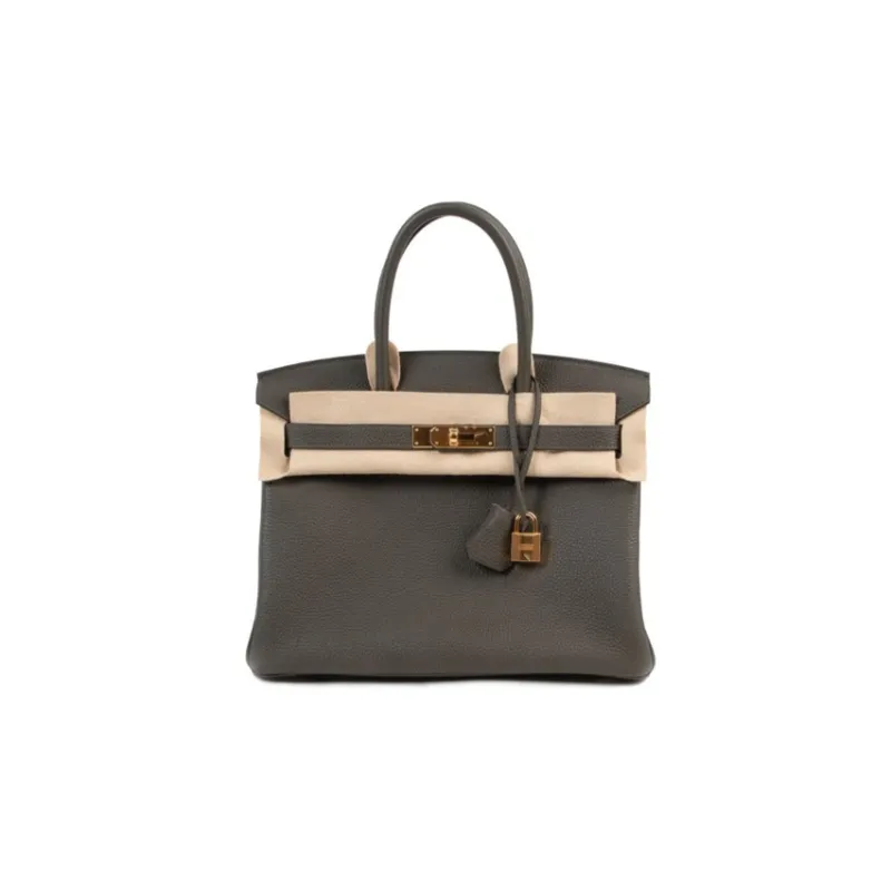 HERMES Birkin Togo Calfskin Birkin Bag Handbags 30 Women's Gray Green-1