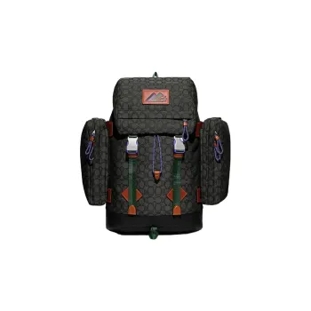 COACH Utility Iconic Jacquard With Calfskin Travel Bag Backpack Large Size Men's Black
