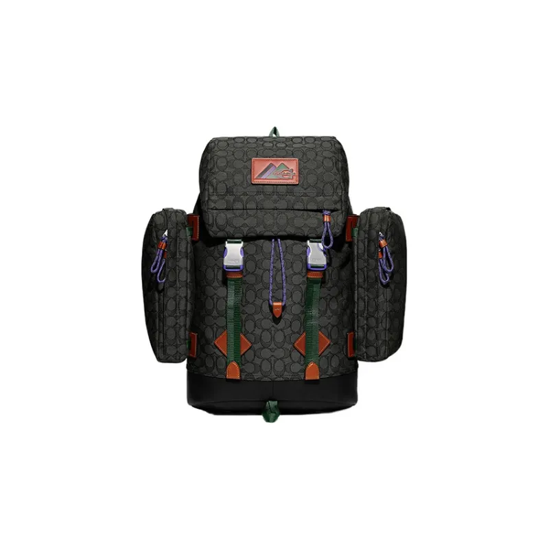 COACH Iconic Jacquard With Calfskin Travel Bag Backpack Tubas Men's Black-0