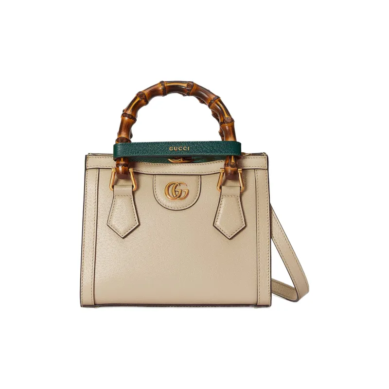 GUCCI Diana Leather Tote Bag Shopping Bag Shoulder Bag Handbag Mini Women's Beige-1