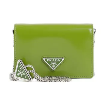 PRADA Calfskin Shoulder Bag Crossbody Bag Wallets Women's Green