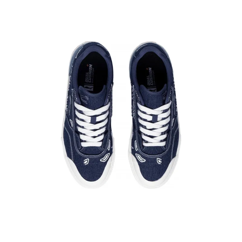 LiNing 50/50 Anti Slip Wear Resistant Low Top Skateboard Shoes Men's Blue White-3