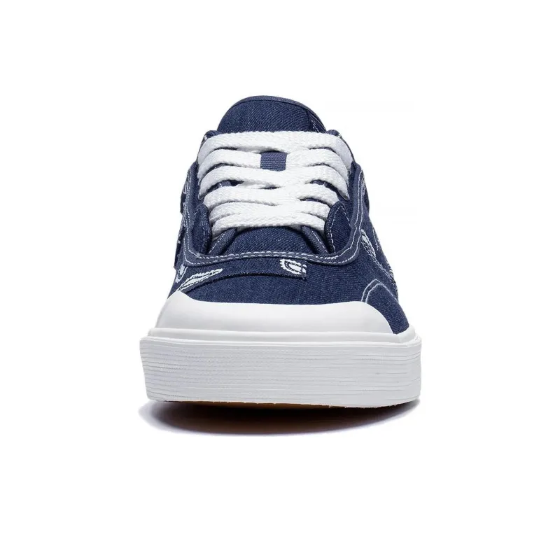 LiNing 50/50 Anti Slip Wear Resistant Low Top Skateboard Shoes Men's Blue White-4