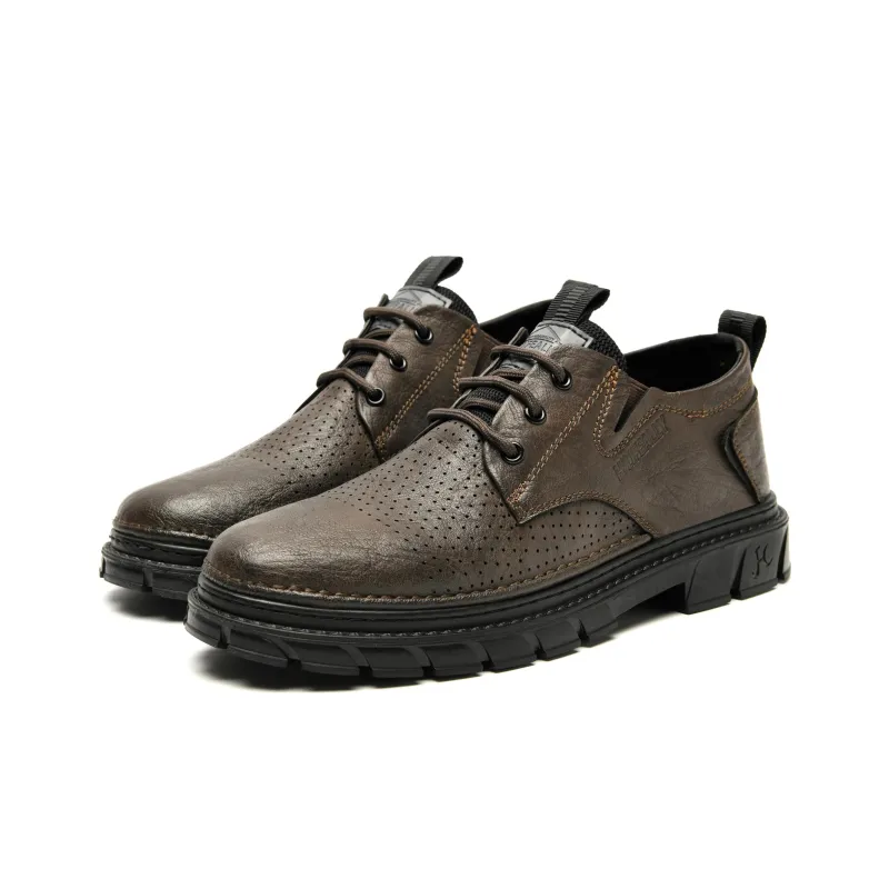 HLA Dress Shoes Men Low Top Black/Khaki-2