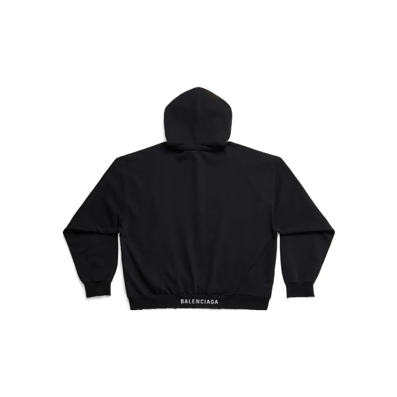Balenciaga Vintage-Effect Loose-Fit Hoodie-1