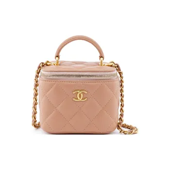 CHANEL Lambskin Box Bag, Shoulder Bag, Crossbody Bag Trumpets Women's Nude/Milk Tea