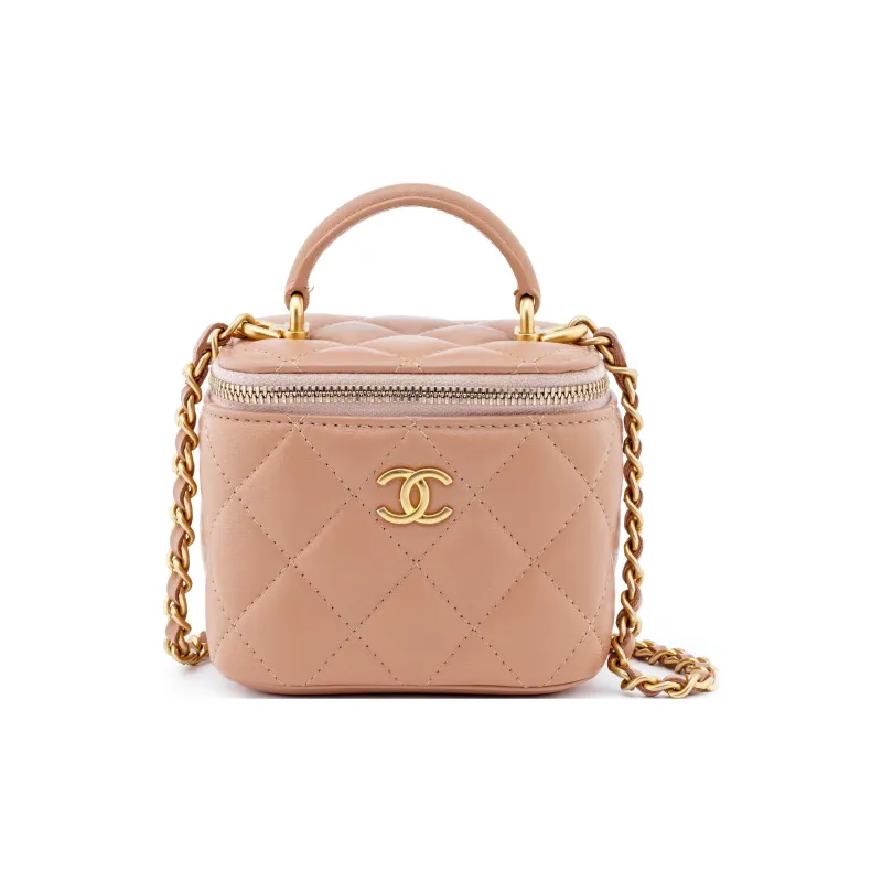 CHANEL Lambskin Box Bag, Shoulder Bag, Crossbody Bag Trumpets Women's Nude/Milk Tea-0