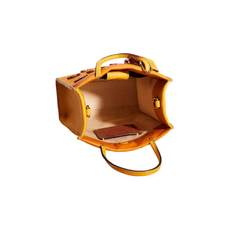 COACH Cashin Glove Tanning Tote Bag Shopping Bag Crossbody Bags Handbags Mini Women's Yellow-2