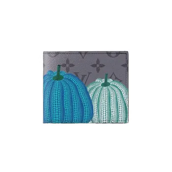 LOUIS VUITTON Yayoi Kusama Collaboration Coated Canvas Card Holder Wallet Men's Gray
