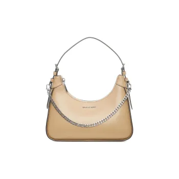 MICHAEL KORS Wilma Leather Shoulder Bag, Crescent Bag, Handbag, Shoulder Bag Women's Light Umber