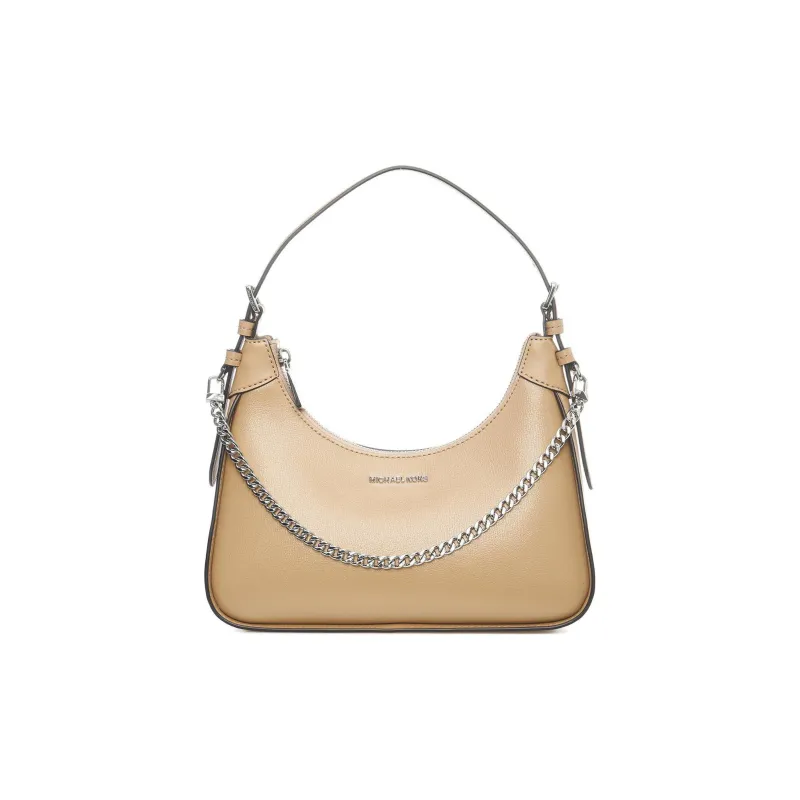 MICHAEL KORS Wilma Leather Shoulder Bag, Crescent Bag, Handbag, Shoulder Bag Women's Light Umber-0