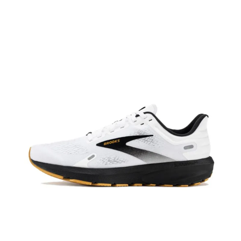 Brooks Launch 9 Anti-Slip Wear-Resistant Low-Top Casual Running Shoes Men's White Black-0