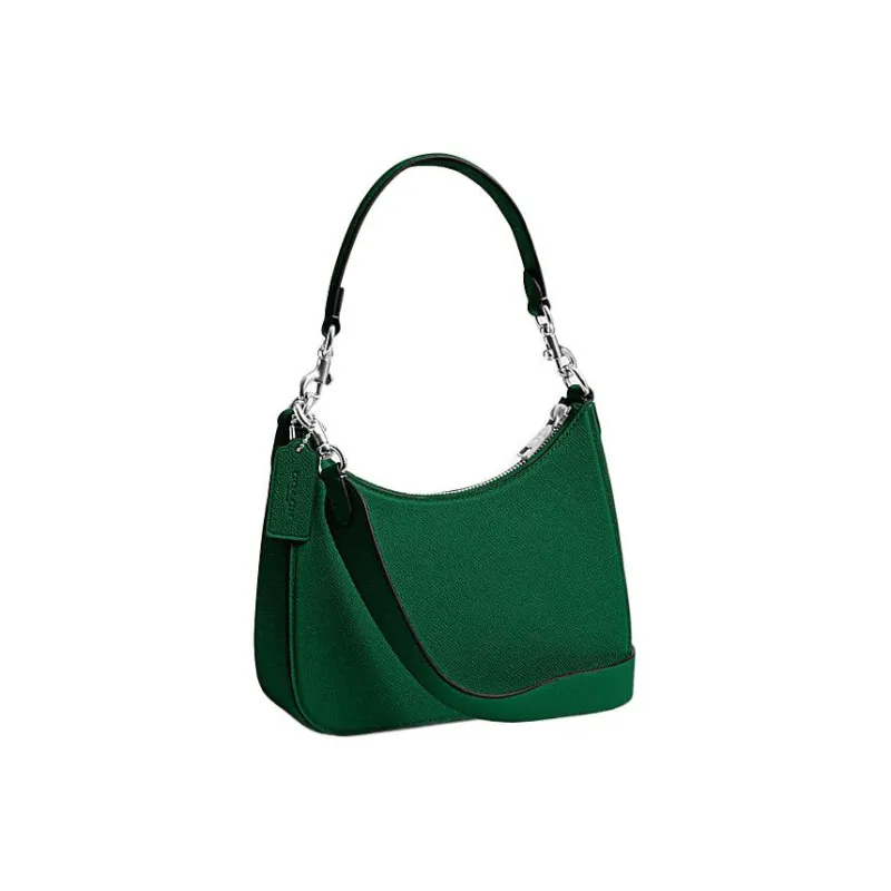 COACH Hobo Canvas With Leather Crescent Bag Shoulder Bag Crossbody Bag Handbag Medium Size Women's Green-1