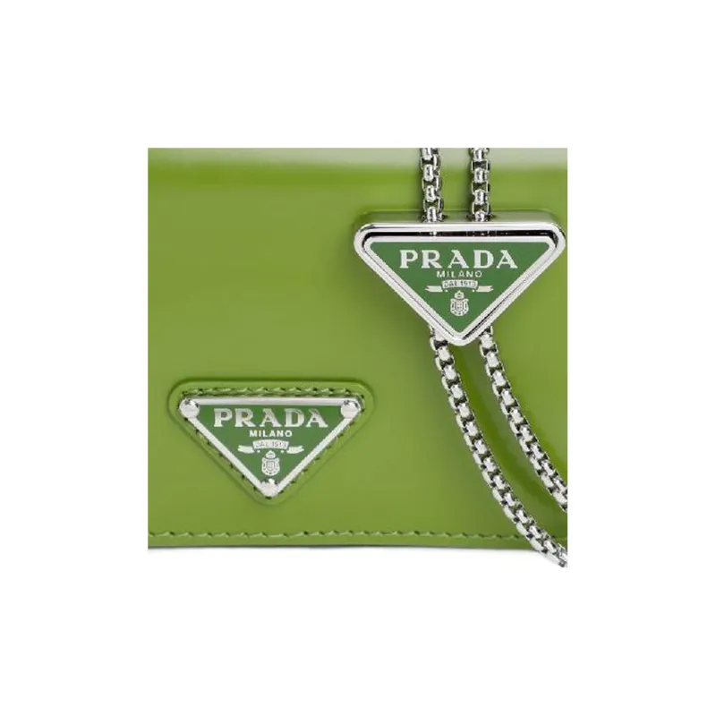 PRADA Calfskin Shoulder Bag Crossbody Bag Wallets Women's Green-5