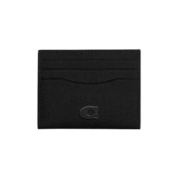 COACH Card Case Cross Grain Leather Card Holder Card Holder Regular Men's Black