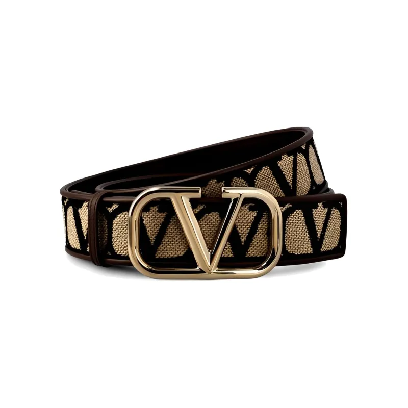 Valentino VLogo Plaque Monogram Buckled Belt-1