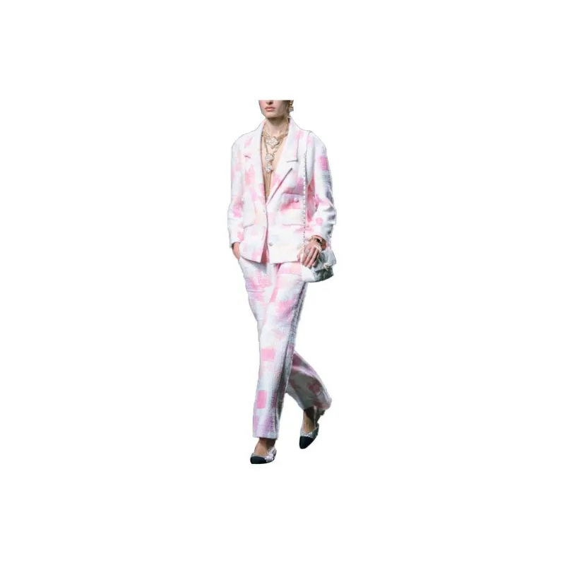 CHANEL Casual Pants Women's Pink White-1