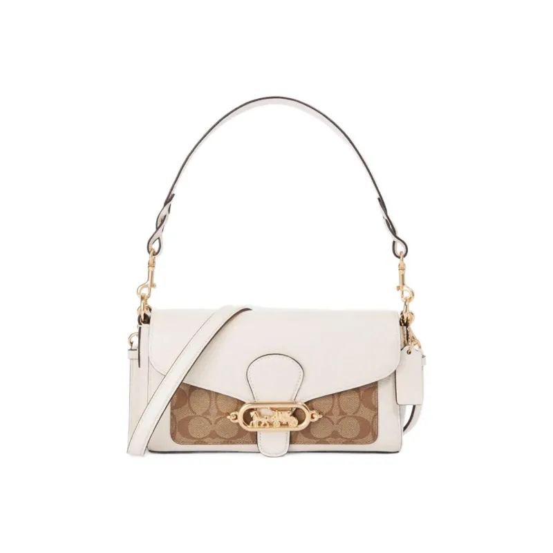 COACH Jade Leather Zhi Sheng Bag Shoulder Bag Handbag Shoulder Bag Crossbody Bag 26 Women's White & Dark Brown Monogram-0