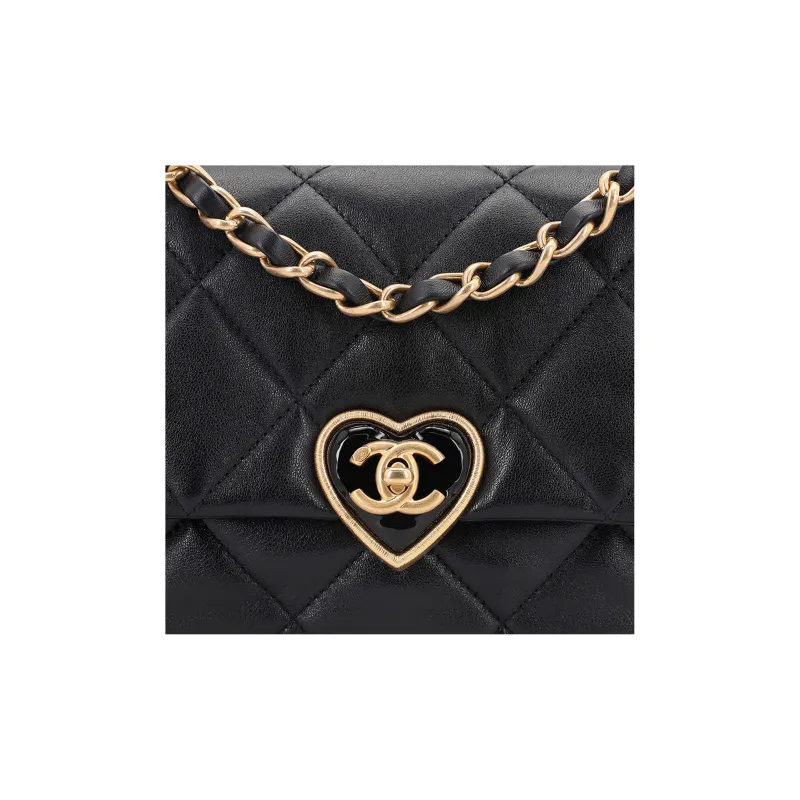 CHANEL Sheepskin Shoulder Bag, Crossbody Bag Medium Size Women's Black-4