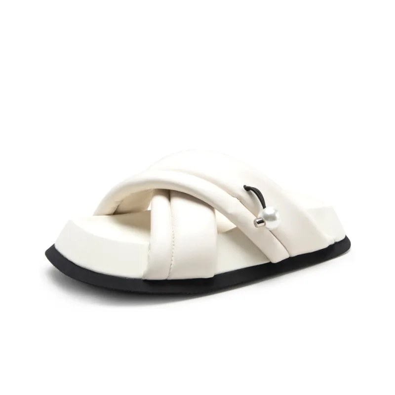 MIO Slide Slippers Women's Black/White-8
