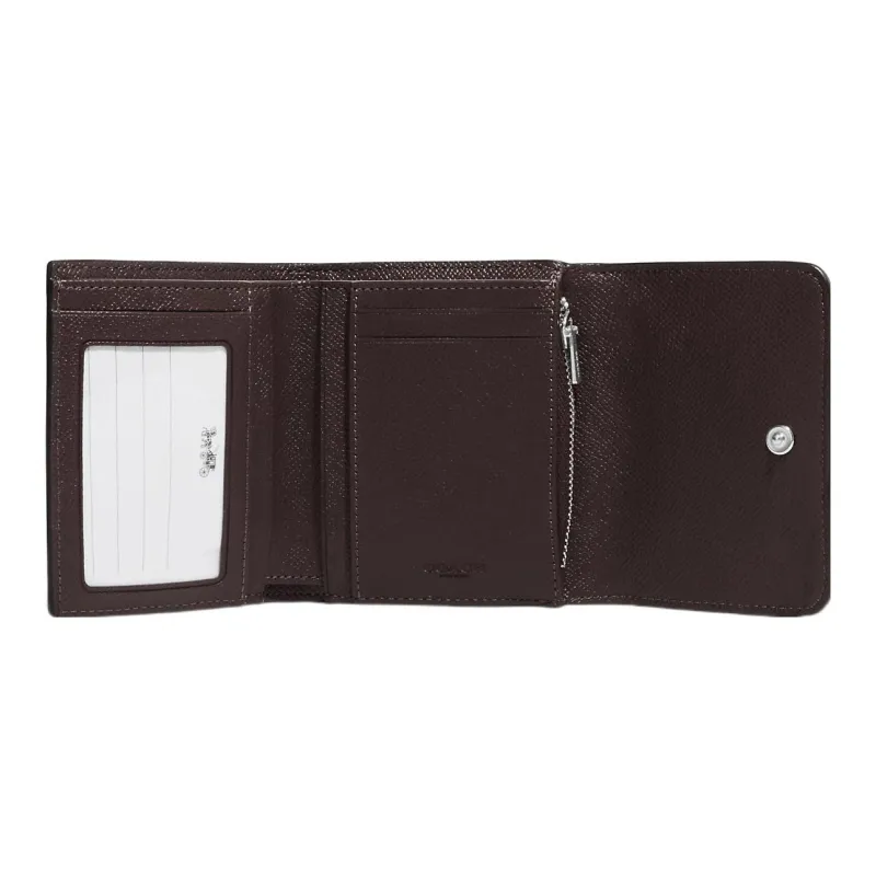 COACH Trifold Wallet Leather Card Holder Wallet Women's Black & White-1