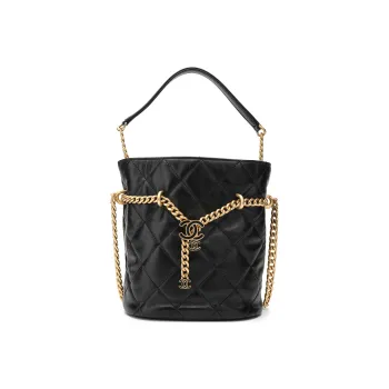 CHANEL Lambskin Char Siu Bag Bucket Bag Small Lucky Bag Wallet Shoulder Bag Crossbody Bag Regular Women's Black