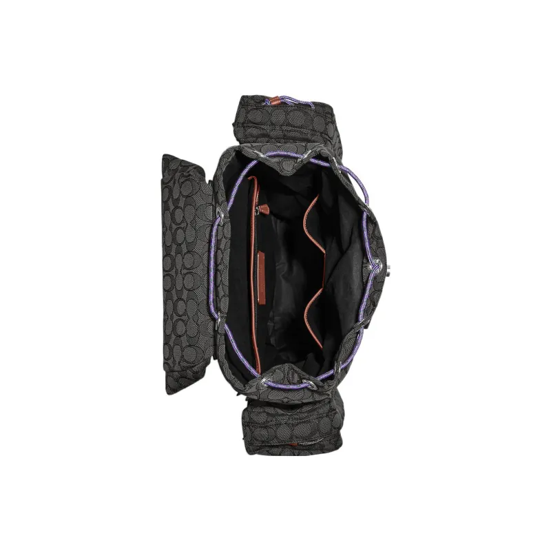 COACH Iconic Jacquard With Calfskin Travel Bag Backpack Tubas Men's Black-3