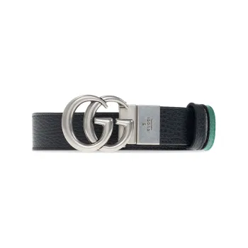 GUCCI Classic Letter Logo Decoration Smooth Buckle Belt Men's Black 3CM-Width